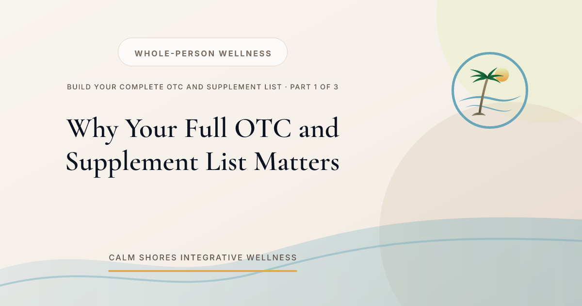 Build Your Complete OTC and Supplement List, part one: Why Your Full OTC and Supplement List Matters.