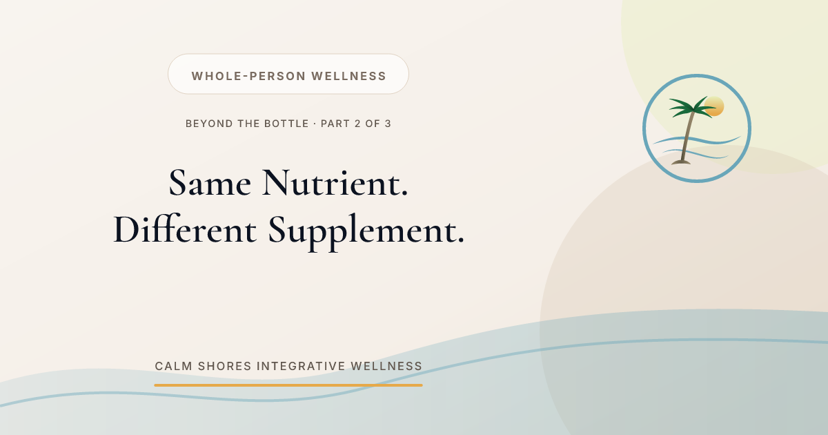 Beyond the Bottle, part two: Same Nutrient. Different Supplement.