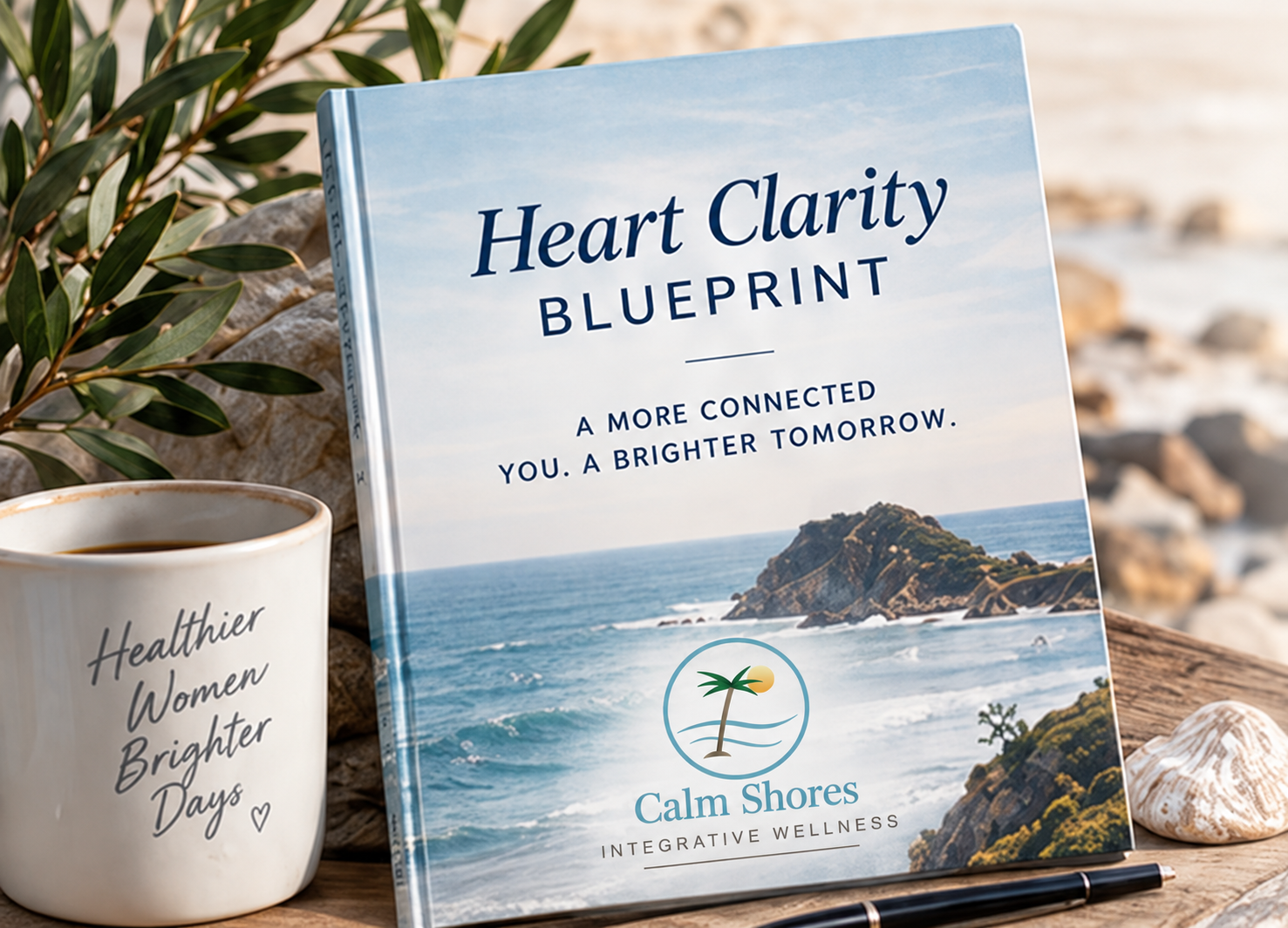 An illustration of Heart Clarity Blueprint beside coastal details.